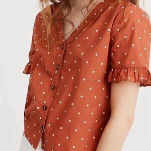 Madewell village ruffle sleeves shirt Polka Dot size S